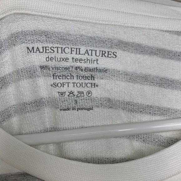 NWT Majestic Filatures Long Sleeve Stripe Pullover Sweatshirt Tee Grey 3 - Picture 9 of 10